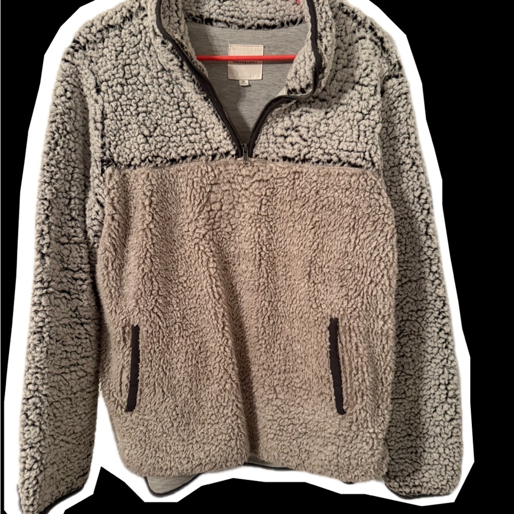Thread & Supply Gray Sherpa Fleece Hoodie
